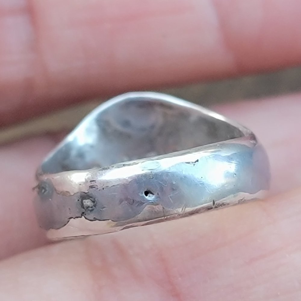 Vintage 925 sterling silver SIAM bubble untricately hand chased engraved ring - Picture 14 of 15